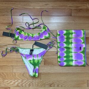Triangl Swimwear Purple and Green Bikini Set